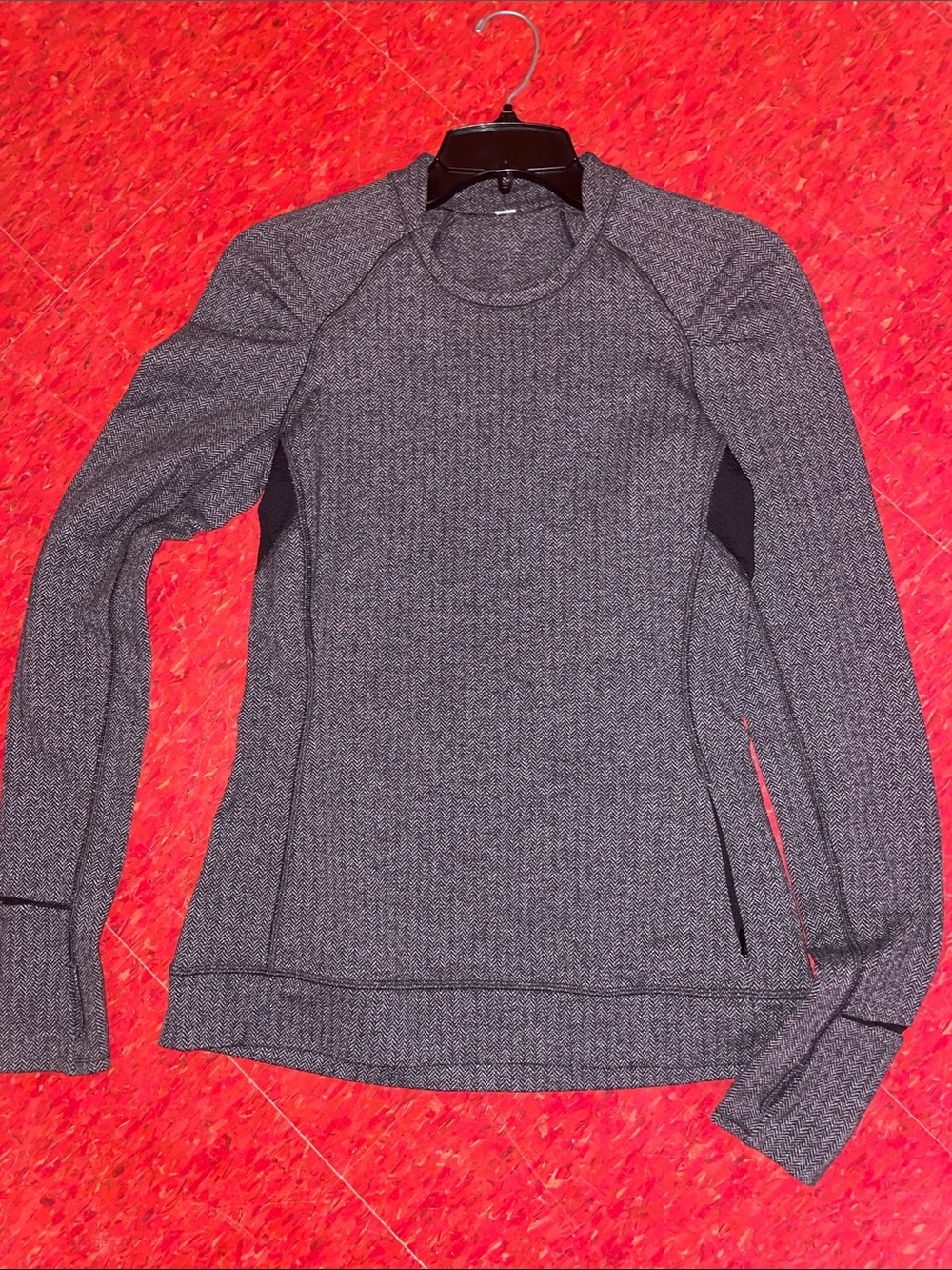 LULULEMON THINK FAST LONG SLEEVE RUNNING YOGA TOP GREY HERRINGBONE SZ 6
